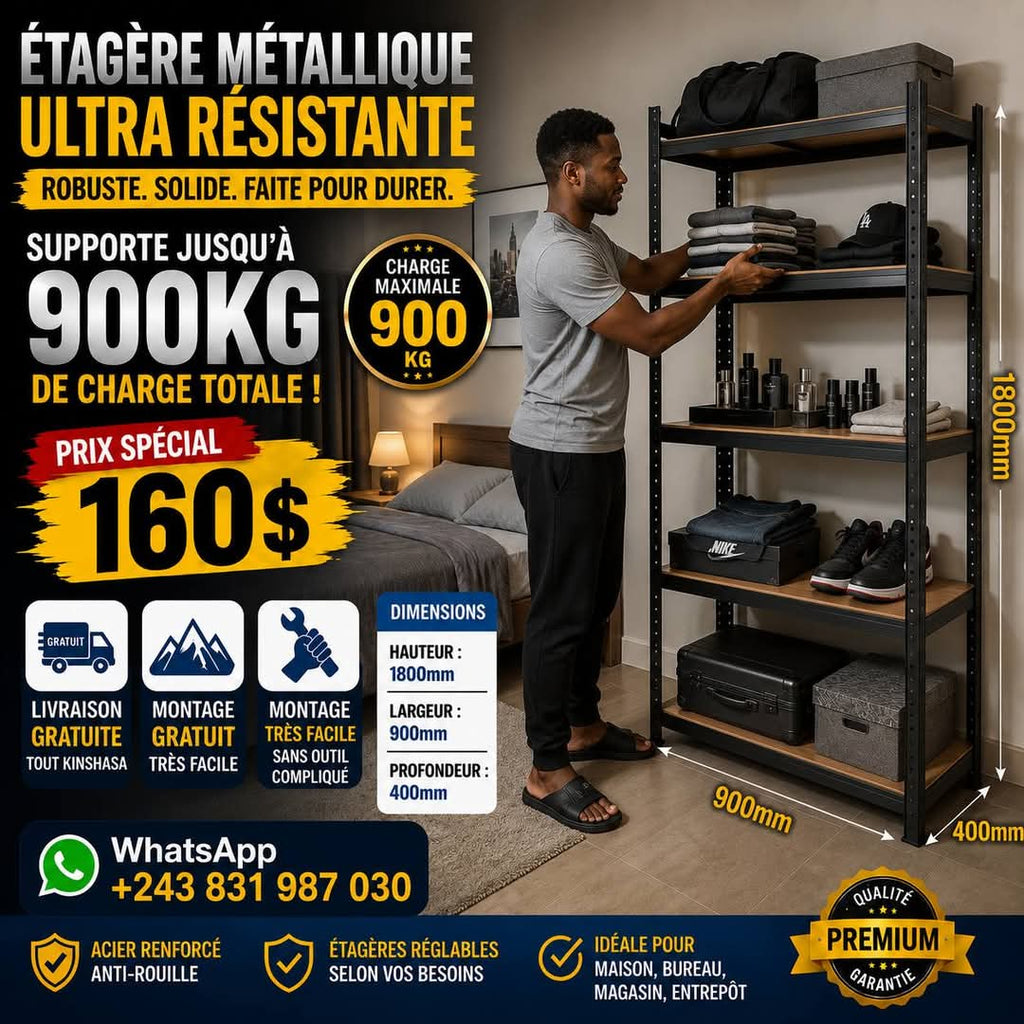 Étagère Métallique Ultra Résistante – Charge Jusqu’à 900 kg